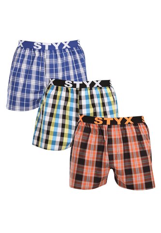 3PACK pánské trenky Styx sportovní guma vícebarevné (3B102426) L