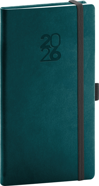 Diář 2026: Aprint Top - petrolejový, kapesní, 9 x 15,5 cm