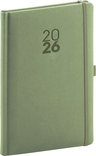Diář 2026: Diamante - olivový, týdenní, 15 x 21 cm