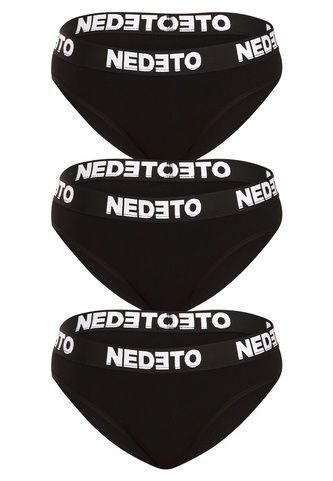 3PACK dámské kalhotky Nedeto černé (3NKB001) S
