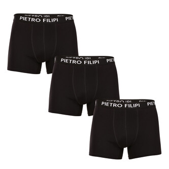 3PACK pánské boxerky Pietro Filipi černé (3BCL002) L
