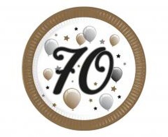 Talerzyki papierowe 70 urodziny 23cm 8szt