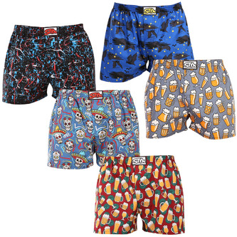 5PACK pánské trenky Styx art klasická guma nadrozměr vícebarevné (5E1379456) 3XL