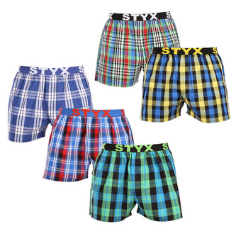 5PACK pánské trenky Styx sportovní guma vícebarevné (5B103640) L