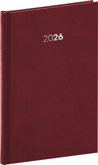 Diář 2026: Balakon - bordó, týdenní, 15 x 21 cm