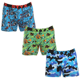 3PACK pánské boxerky Styx long art sportovní guma vícebarevné (3UN15780) XXL