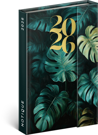 Diář 2026: Monstera - týdenní, magnetický, 11 x 16 cm