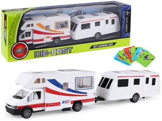 Obytný vůz s karavanem, kov; 37,5x13x8cm, W/B