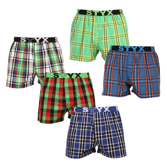 5PACK pánské trenky Styx sportovní guma vícebarevné (5B0888001) L
