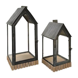 Kovová lucerna na kolečkách Perla černá, sada 2 ks Kovová lucerna na kolečkách Perla černá, sada 2 ks