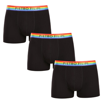 3PACK pánské boxerky Pietro Filipi černé rainbow (3PBG1) XXL