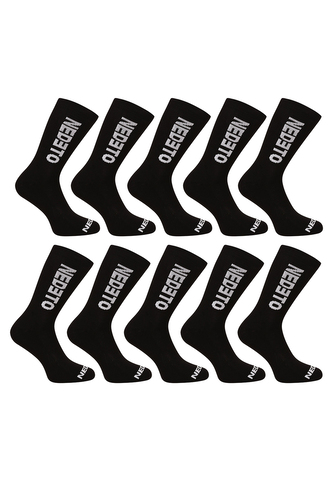 10PACK ponožky Nedeto vysoké černé (10NDTP001-brand) S