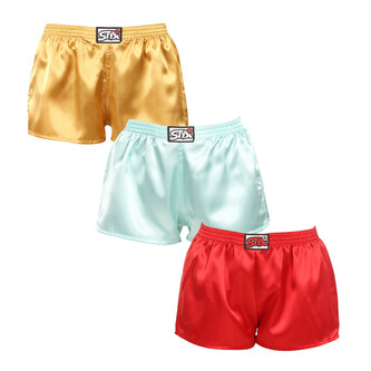 3PACK dámské trenky Styx klasická guma saténové vícebarevné (3L06352) L
