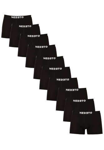 10PACK pánské boxerky Nedeto černé (10NDTB001-brand) 4XL