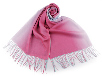 Letní šátek / šála s třásněmi ombré 70x180 cm - 1 ks - 10 mint růžová