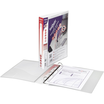 Snopake, Prezentační pořadač, 4 kroužkový, PP, A4, 2.5 cm, "O" kroužky, transparentní bílý