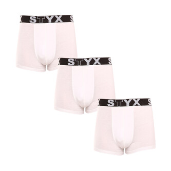 3PACK pánské boxerky Styx sportovní guma bílé (3G1061) XL
