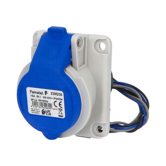 Zásuvka vestavná 23M236 IP44-54/230V/16A/3P 6h, šikmá 10°, mikrospínač - SpeedPRO
