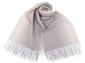 Letní šátek / šála s třásněmi ombré 70x180 cm - 1 ks - 7 béžová světlá šedá