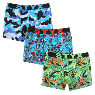 3PACK pánské boxerky Styx art sportovní guma vícebarevné (3G15780) L