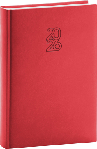 Diář 2026: Aprint - červený, denní, 15 x 21 cm