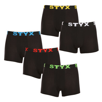 5PACK pánské boxerky Styx sportovní guma černé (5G9601) L