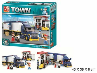 PROMO Klocki Sluban Miasto Ciężarówka ze stacją dla TIR-ów 537el. 45293 GAZELO
