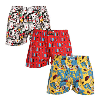 3PACK pánské trenky Styx art klasická guma vícebarevné (3A15390) S