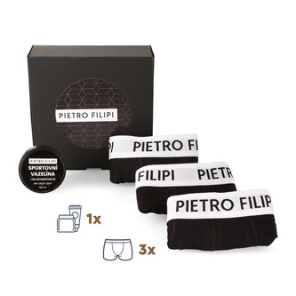 Pánská dárková sada 3PACK boxerky a vazelína na intimní partie Pietro Filipi (4PAZ1)  XL