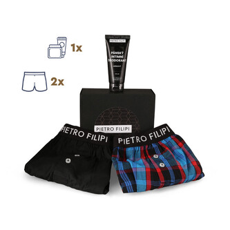 Pánská dárková sada 2PACK trenky a deodorant na intimní partie Pietro Filipi (3PGD1) XL