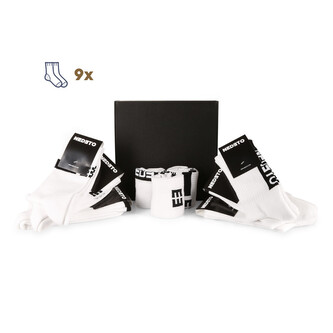 9PACK ponožky Nedeto sportovní vysoké bílé (9NOB1) S