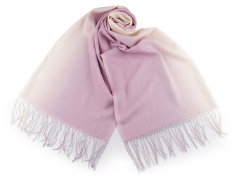 Letní šátek / šála s třásněmi ombré 70x180 cm - 1 ks - 2 šedá světlá fialová