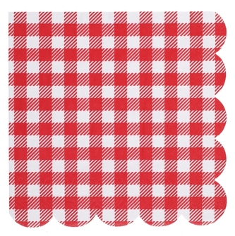 Papírové ubrousky červenobílé kostkované – venkovský styl, 32 cm, 20 ks