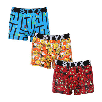 3PACK pánské boxerky Styx art sportovní guma vícebarevné (3G12914) XXL