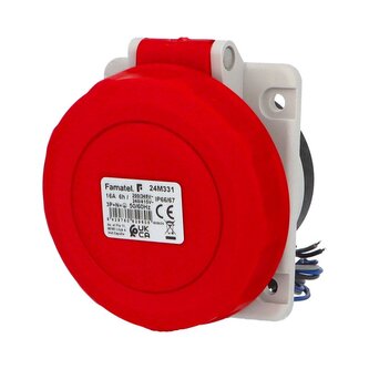Zásuvka vestavná 24M331 IP66-67/400V/16A/5P 6h, šikmá 10°, mikrospínač - SpeedPRO
