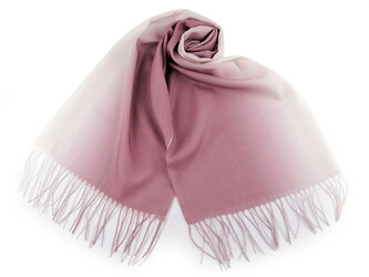 Letní šátek / šála s třásněmi ombré 70x180 cm - 1 ks - 6 lila pudrová