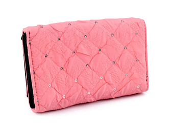 Dámská peněženka textilní s flitry 10x15 cm - 1 ks - 1 růžová