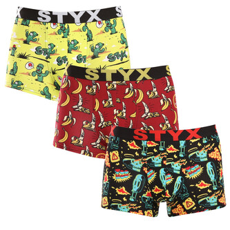 3PACK pánské boxerky Styx art sportovní guma vícebarevné (3G13198) L