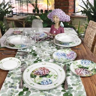 Jídelní 18-ti dílná sada talířů FLORA Hortenzie BRANDANI