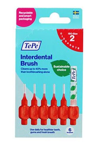 Zub.kartáček TePe 0,5mm mezizubní červený 6ks