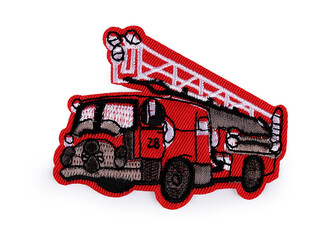 Nažehlovačka traktor, jeřáb, auto, bagr, hasiči - 10 ks - 1 červená hasiči