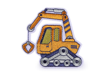 Nažehlovačka traktor, jeřáb, auto, bagr, hasiči - 10 ks - 6 oranžovožlutá jeřáb