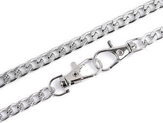 Řetízek na kabelky s reliéfem, s karabinou délka 120 cm - 20 ks - 1 nikl