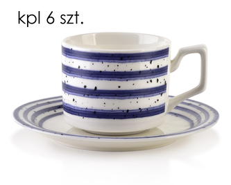 JOY Komplet 6 filiżanek ze spodkiemniebieskie