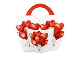 Porcelánový hrnek BALLOONS 1 v papírovém košíku, 460 ml