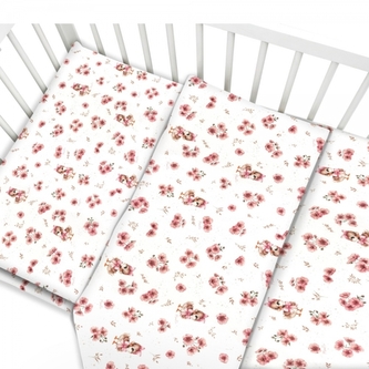 Povlečení do postýlky, bavlna, 2D sada, Kačenky - bílá, pudrově růžová; 120x90