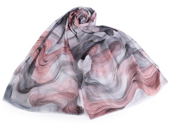 Letní šátek / šála se zlatým potiskem 70x175 cm - 1 ks - 2 šedá pudrová