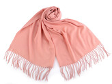 Letní šátek / šála s třásněmi jednobarevný 70x175 cm - 1 ks - 5 pudrová tmavá