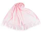 Letní šátek / šála s třásněmi jednobarevný 70x175 cm - 1 ks - 4 růžová nejsv.