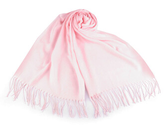 Letní šátek / šála s třásněmi jednobarevný 70x175 cm - 1 ks - 4 růžová nejsv.
